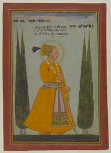 Postumt porträtt av Maharaja Ajit Singh av Marwar, 1762 (wc på papper) av Indian School
