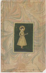 Prinsessa med vinkopp (ogenomskinlig wc & guld på papper) av Indian School
