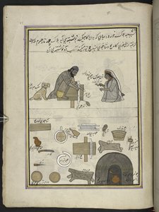 Punkah-makare,  86 teckningar inbundna i en volym som visar yrken och yrken i Kashmir, hantverkare visas i arbete med sina redskap och utrustning,  Av en Kashmir-konstnär, troligen i Srinagar, ca 1850-60 (gouache på papper) av Indian School