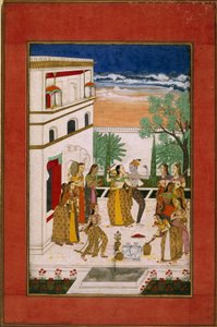 Radha och Krishna dansar, ca 1760 (akvarell på papper) av Indian School