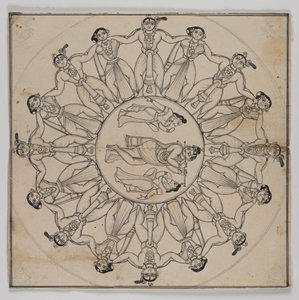 Rasa-lila (ritning) (bläck & lätt bläcktvätt på papper) av Indian School