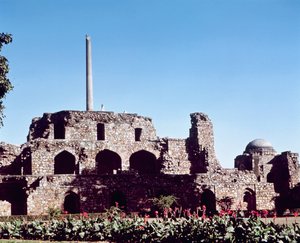 Ruinerna av citadellet Kotla Firuz Shah, grundat av Firuz Shah Tughluq (1351-88) av Indian School