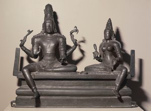 Shiva och Parvati, Chola-dynastin, ca 846 (brons) av Indian School