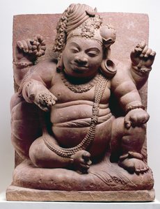 Siva som en dvärg, Mansarkultur, 500 AD (sandsten) av Indian School