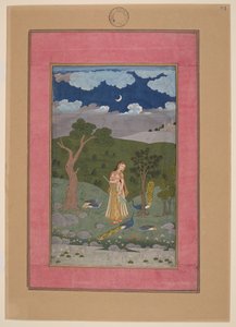 Sorath Ragini, Indien, Hyderabad, ca 1760; Johnson Album 37, nr 24 (bläck, färger  guld på papper) av Indian School
