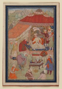 Tent Encampment, 1580-1595 (ogenomskinlig wc och guld på papper) av Indian School