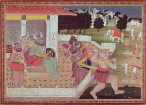 Asura Kumbha och hans domstol av demoner, c.1800 av Indian School