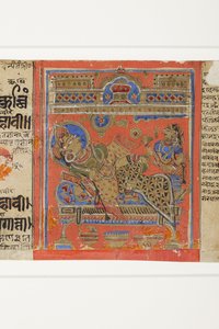 Brahmani Devananda på sin soffa, från Kalpasutra (ogenomskinlig wc på papper) av Indian School