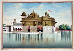 The Golden Temple at Amritsar, från The Kingdom of the Punjab, its Rulers and Chiefs, volym I, en volym med 27 akvarellstudier av en oidentifierad indisk konstnär, ca 1840 (wc på papper) av Indian School