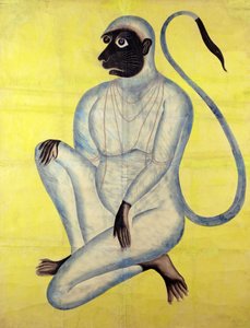 Apguden Hanuman, Kalighat, Calcutta, ca 1870 (wc med silver på papper) av Indian School
