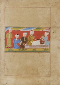 Den sjuke Alexander dikterar sitt testamente, ca 1475 (ogenomskinlig wc på papper) av Indian School