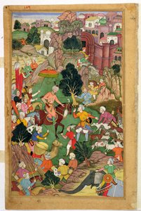 Fångandet av Hazaras får, från "Baburnama" ("The Memoirs of Babur"), Mughal av Indian School