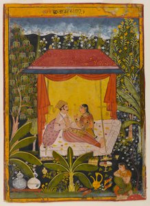 Oidentifierad sida från a Dispersed Nayika Series, c.1650-1660 (ogenomskinlig wc på papper) av Indian School