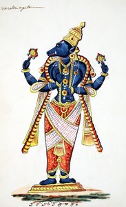 Varaha, vildavatar av Vishnu (wc på papper) av Indian School