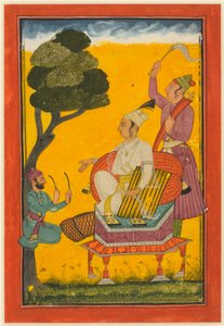 Vivaca Ragaputra, ett blad från Ragamala-serien, ca 1700-20 (opak akvarell och guld på papper) av Indian School
