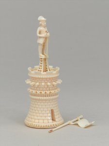 Vitt torn, schackpjäs, Indien, 1820 ca av Indian School