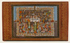 Yusuf och Zulaykha, 1875-1900 (ogenomskinlig wc & guld på papper) av Indian School