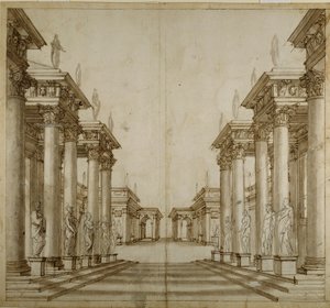 Ett romerskt atrium (penna och bläck på papper)
