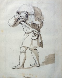En porter lastad (penna och bläck på papper) av Inigo Jones