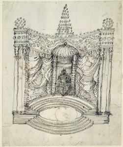 En tron (penna och bläck på papper) av Inigo Jones