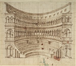 En amfiteater (penna och bläck på papper) av Inigo Jones