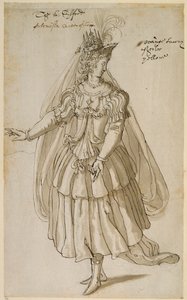 Queen Artemisia, ca 1609 (penna och bläck på papper) av Inigo Jones