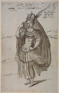 Queen Candace, ca 1609 (penna och bläck på papper) av Inigo Jones