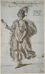 Queen Tomyris of the Massagetai, ca 1609 (penna och bläck på papper)