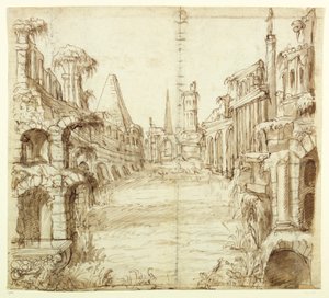The Fallen House of Chivalry, ca 1610 (penna och bläck på papper) av Inigo Jones