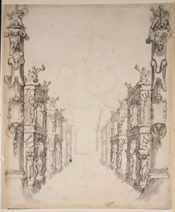 The House of Oceanus (penna och bläck på papper) av Inigo Jones