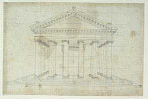 The Second Temple of Diana, c.1635 (penna och bläck på papper) av Inigo Jones