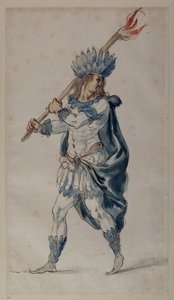 Fackelbärare: en indian (akvarell på papper) av Inigo Jones