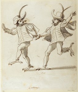 Två lakejer (penna och bläck på papper) av Inigo Jones