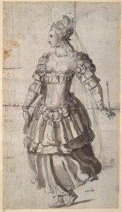 Oidentifierad drottning (penna och bläck på papper) av Inigo Jones