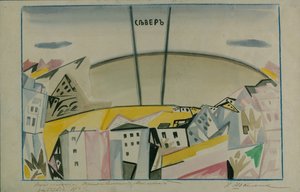 Scenografi för tragedin Vladimir Majakovskij av V. Majakovskij, 1913 av Iosiph Solomonovich Shkolnik