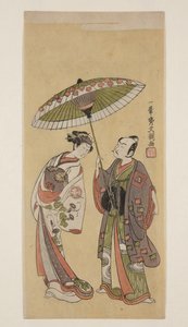 Skådespelare Ichikawa Yaoz? II som rep i J?r? och Segawa Kikunoj? II som Toran (träblock i färg) av Ippitsusai Bunchō