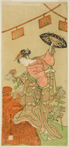 The Actor Iwai Hanshiro IV as Otatsu-gitsune in the Play Nue no Mori Ichiyo no Mato, Performed at the Nakamura Theater in the Eleventh Month, 1770 av Ippitsusai Bunchō
