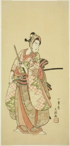 Skådespelaren Sanogawa Ichimatsu II i en fashionabel ung mans kostym (Wakashu)