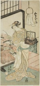 Tea Ac and r Yamashita Kinsaku Good As Ome, Wife Of Friendly, Member Te Pay Pay To Nue Forest One Night Target, framförd till Nakamura Te E Venth Gate, 1770 av Ippitsusai Bunchō