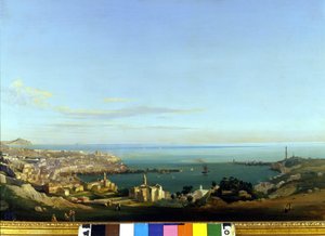 Utsikt över Genua. Målning av Ippolito Caffi, omkring 1840. Gener, Nervi. Galleri för modern konst.