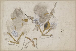 Två demoner, fjättrade, 1400-tal av Iranian Master