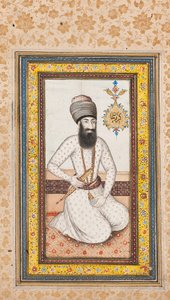Porträtt av Karim Khan Zand, en av ett par med Nadir Shah, Qajar Iran