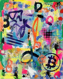 Färgsprakande Bitcoin-graffiti av Irene Chua