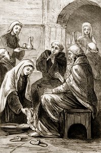 St. Brigit underhållande en biskop, från The Trias Thaumaturga, eller Three Wonder-Working Saints of Ireland, av Mary Cusack (1829-99) publicerad ca 1890-talet