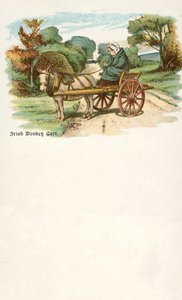 Kvinna med en åsna och vagn, Irland (chromolitho)