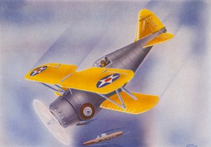 Grumman Fighter (färglitografi)