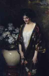 Brun kimono (porträtt av Kathryn Beta la Forque) av Irving R. Wiles