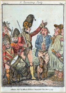"En rekryteringsfest" av Isaac (after) Cruikshank