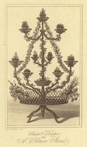 Elegant design för ett blomsterställ (gravyr) av Isaac (after) Cruikshank