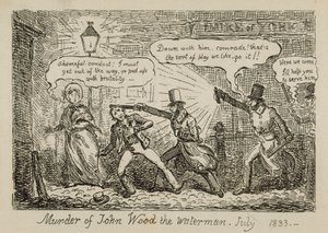 Mordet på vattenmannen John Wood, juli 1833 (gravyr) av Isaac (after) Cruikshank